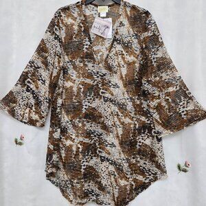 JORDAN TAYLOR* BELL SLEEVES* CHEVRON MESH TUNIC* SWIM COVER-UP* SIZE: L